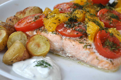 Laks-appelsin-tomater Laks-appelsin-tomater